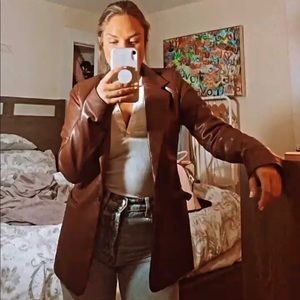 Brown leather jacket